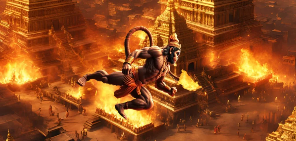 Hanuman's Tail on fire