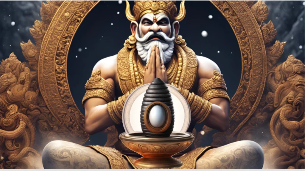 Ravana worshiping Shiva